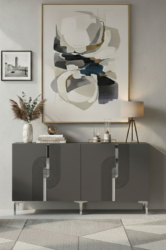Κονσόλα Μπουφές 180x75x32 εκ Ανθρακί / Ασημί 555CHM1673