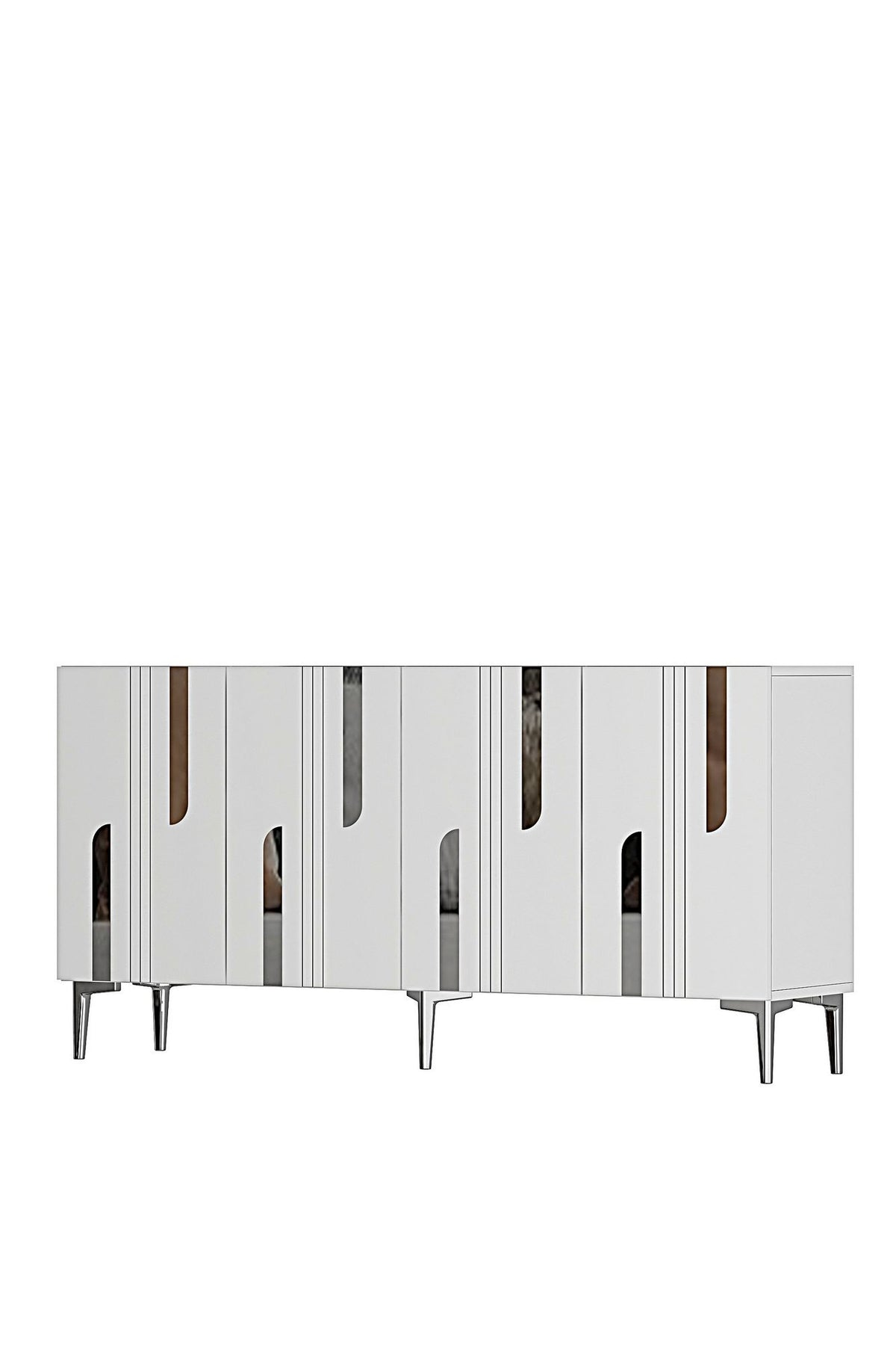 Κονσόλα Μπουφές 150x75x32 εκ Λευκό / Ασημί 555CHM1704