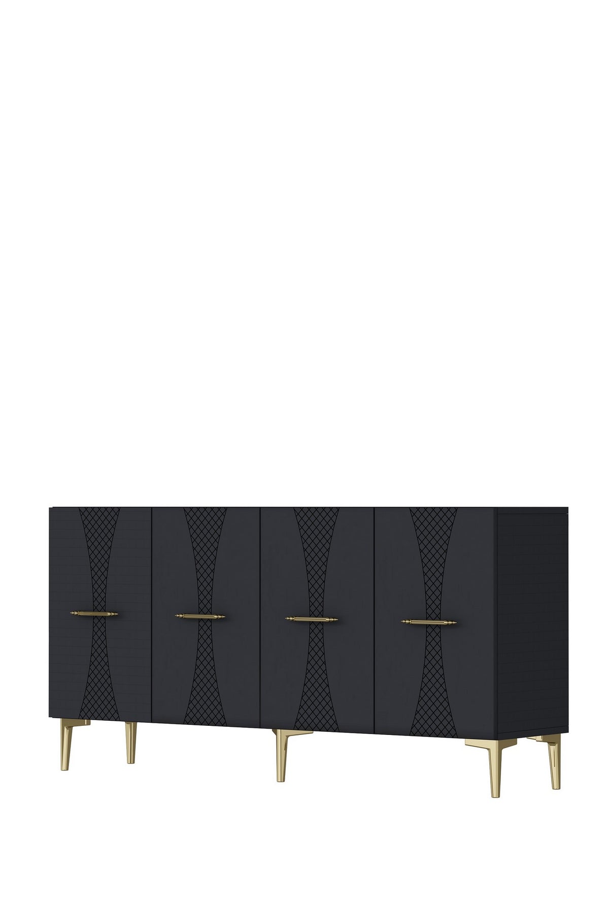 Κονσόλα Μπουφές 150x75x32 εκ Ανθρακί / Χρυσό 555CHM1707
