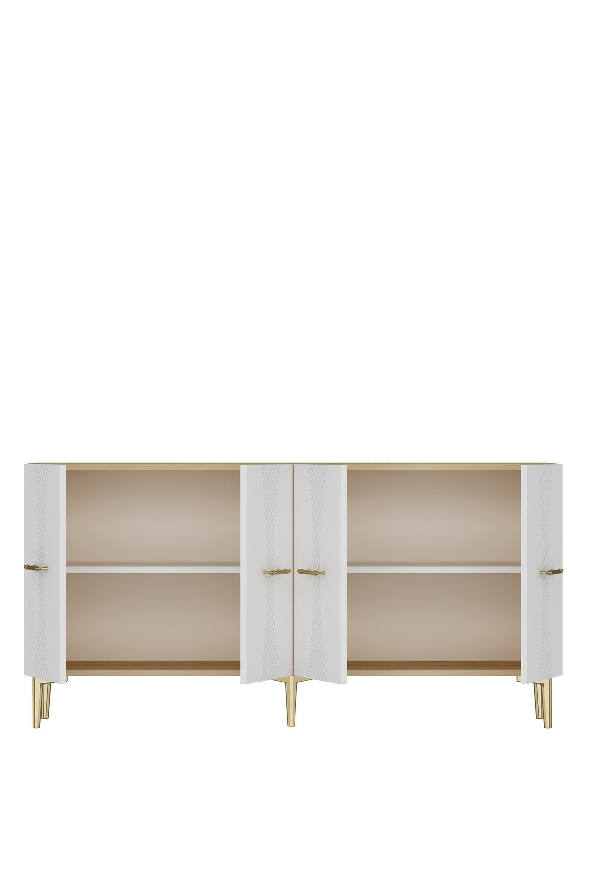 Κονσόλα Μπουφές 150x75x32 εκ Δρυς Sapphire / Λευκό / Χρυσό 555CHM1711