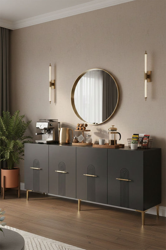 Κονσόλα Μπουφές 180x75x32 εκ Ανθρακί / Χρυσό 555CHM1716