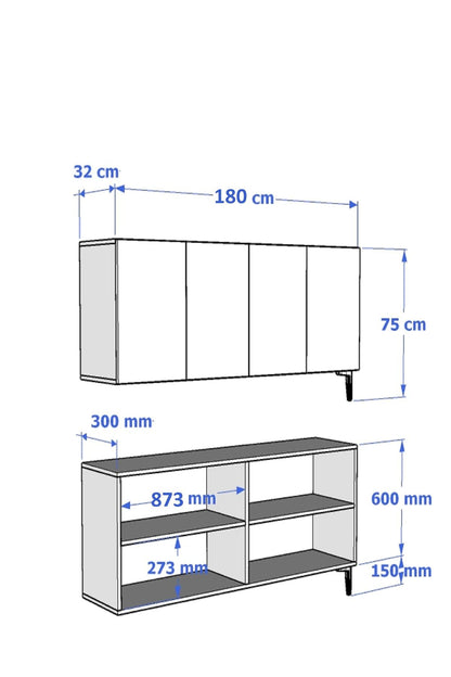 Κονσόλα Μπουφές 180x75x32 εκ Λευκό / Χρυσό 555CHM1717