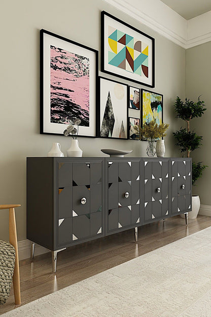 Κονσόλα Μπουφές 180x75x32 εκ Ανθρακί / Ασημί 555CHM1720