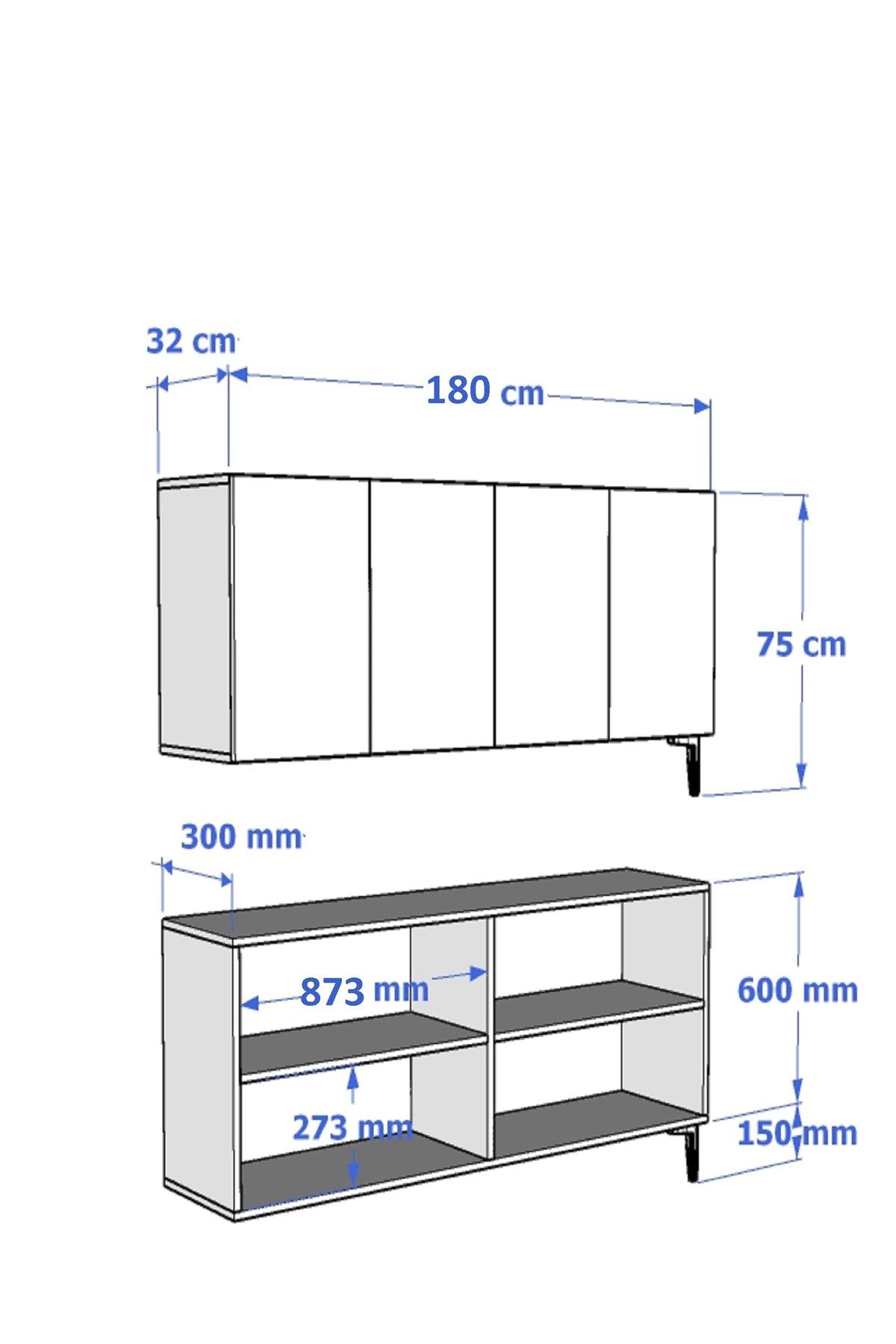 Κονσόλα Μπουφές 180x75x32 εκ Λευκό / Τραβερτίνο / Ασημί 555CHM1736