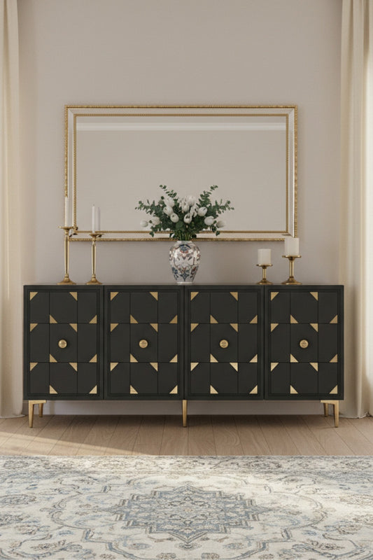 Κονσόλα Μπουφές 150x75x32 εκ Ανθρακί / Χρυσό 555CHM1737