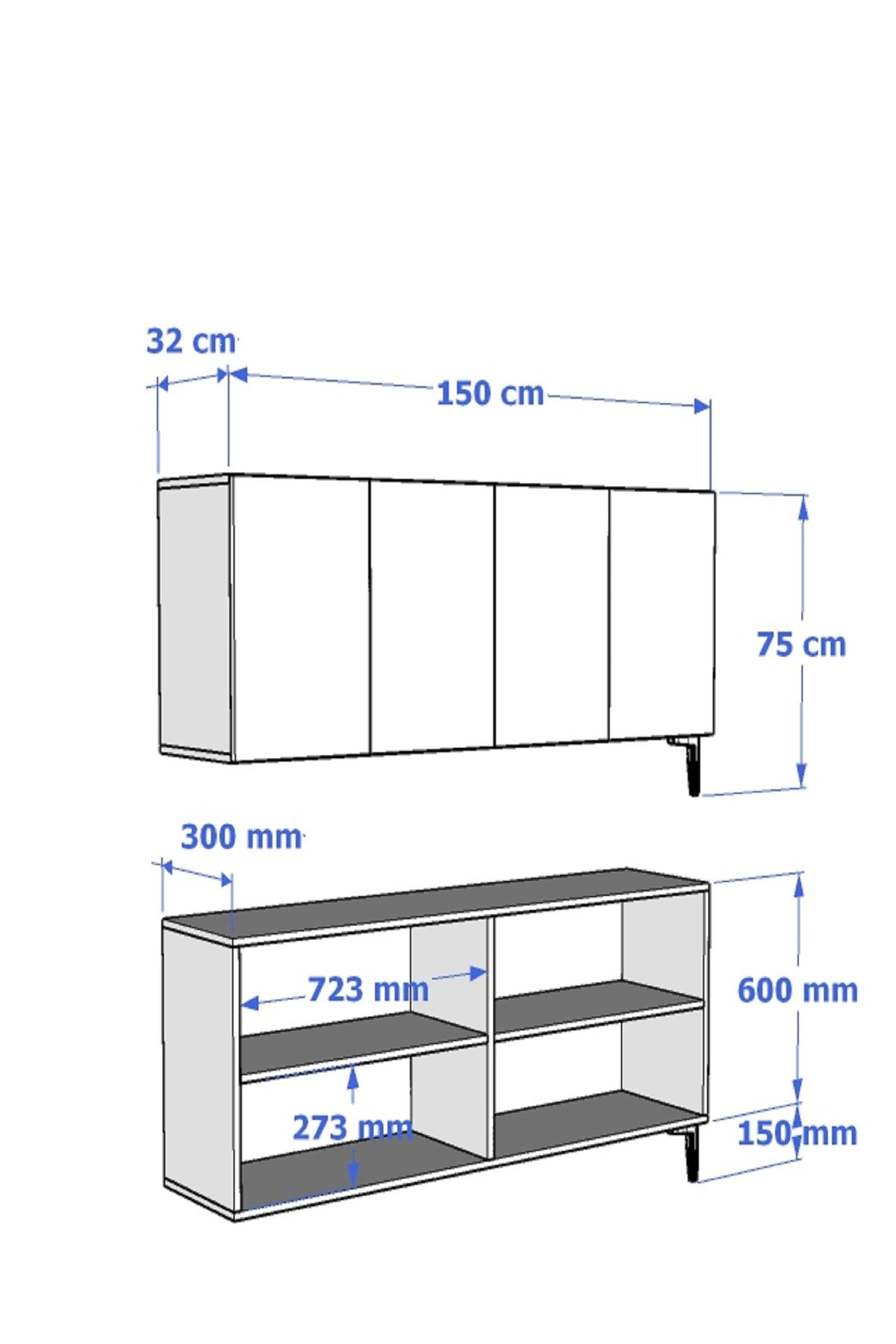 Κονσόλα Μπουφές 150x75x32 εκ Ανθρακί / Χρυσό 555CHM1742