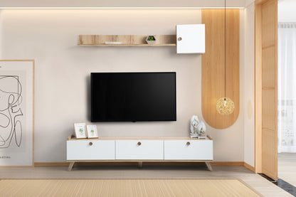 Έπιπλο Τηλεόρασης TV Βάση Σύνθεση Δρυς Λευκό | 566BMS1151