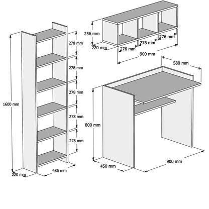 Γραφείο Υπολογιστή και Μελέτης 90x80x58 εκ. Λευκό | 566BMS2206
