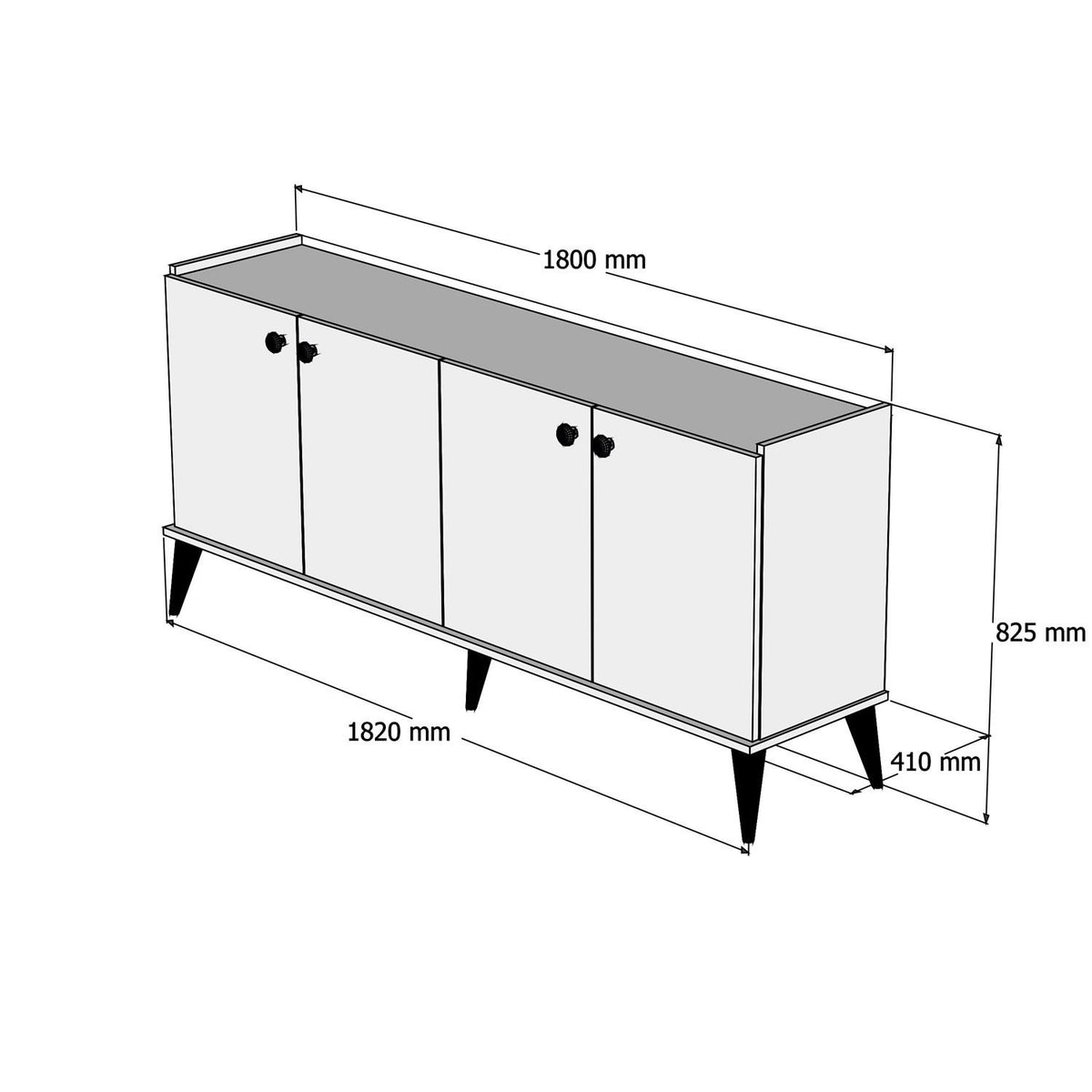 Μπουφές Καρυδί 182x41x82,5cm | 566BMS2601