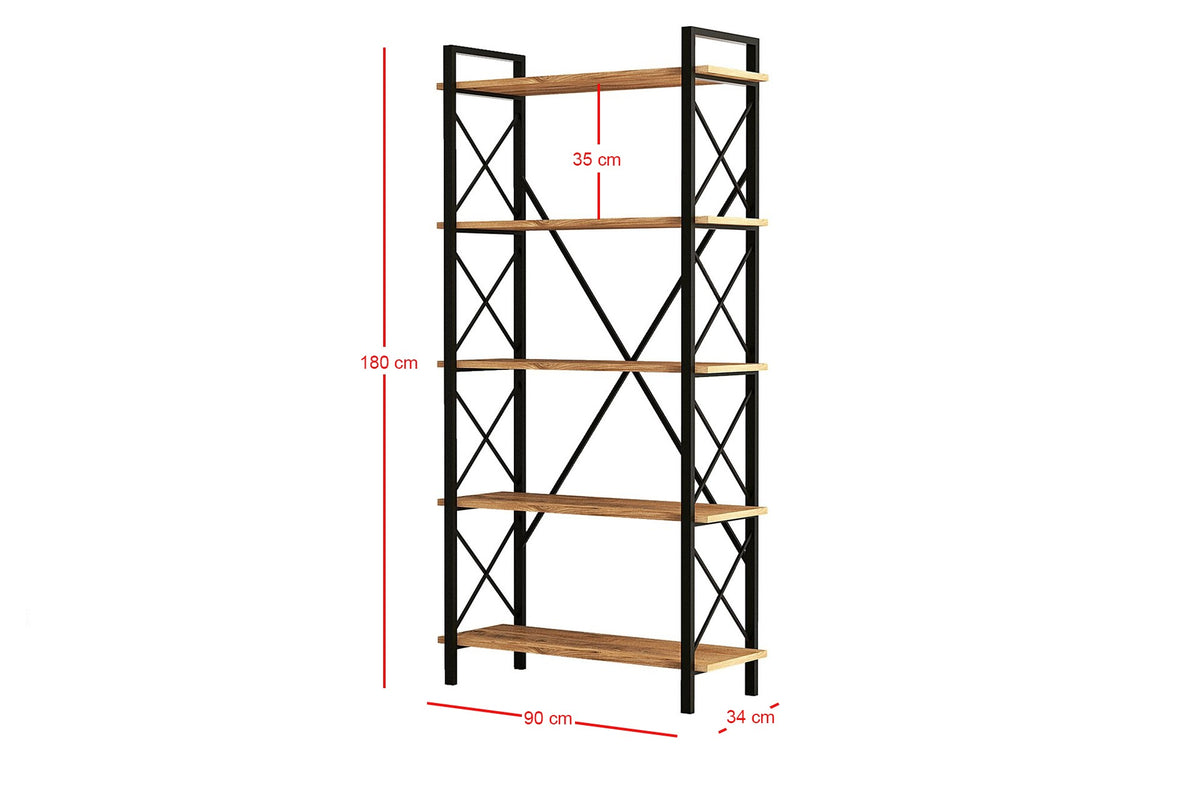 Βιβλιοθήκη 90 × 33,5 × 180 εκ. Atlantic Pine Μαύρο GR570VLT1113