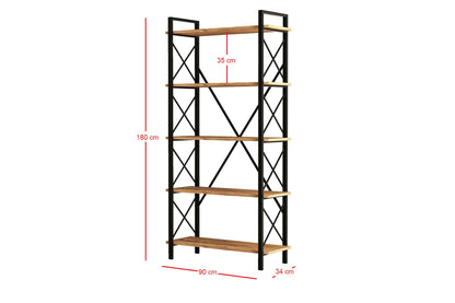 Βιβλιοθήκη 90 × 33,5 × 180 εκ. Atlantic Pine Μαύρο GR570VLT1113
