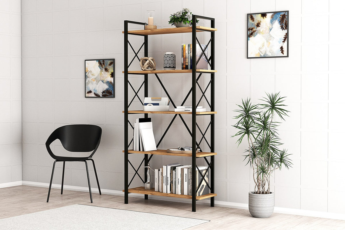 Βιβλιοθήκη 90 × 33,5 × 180 εκ. Atlantic Pine Μαύρο GR570VLT1113
