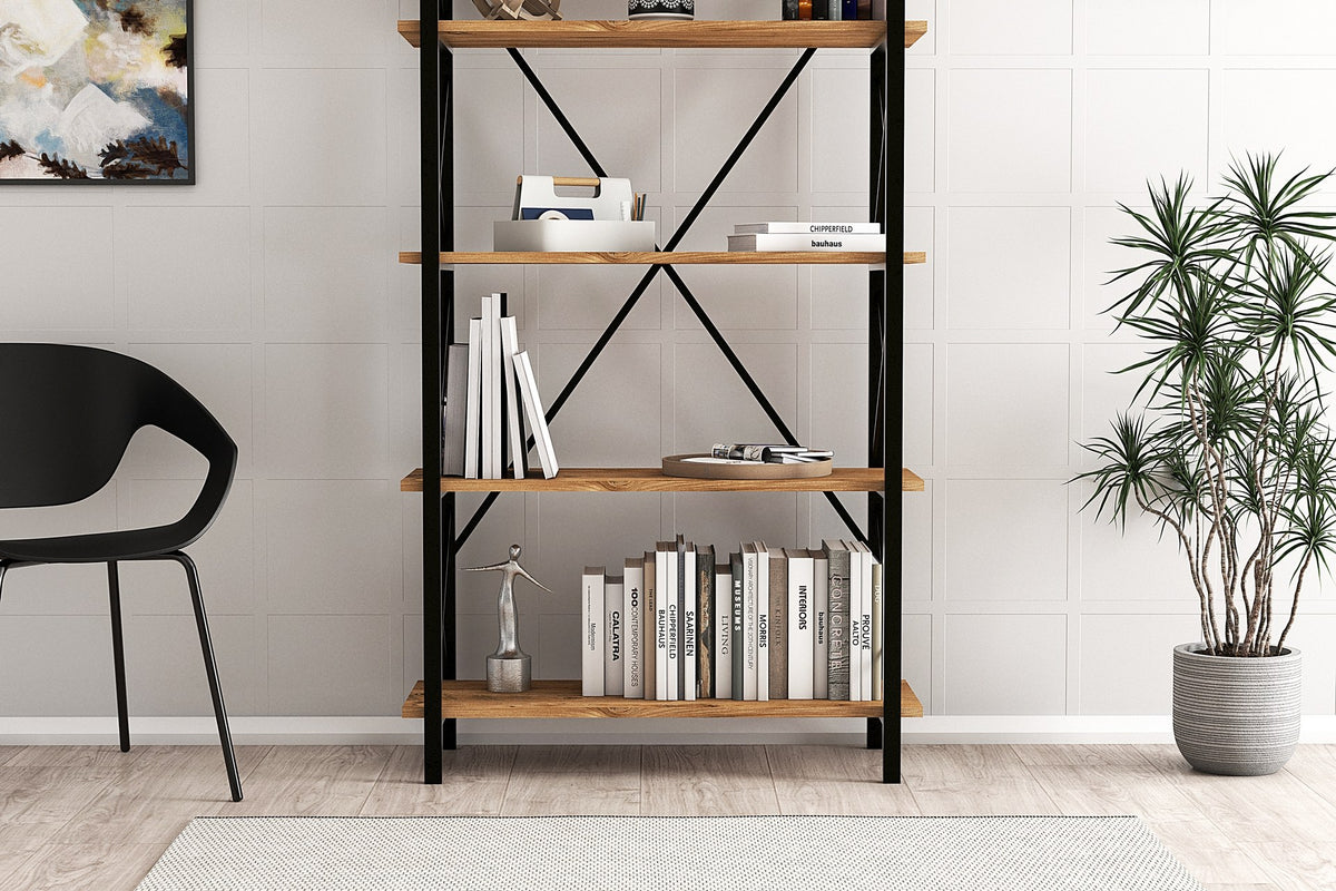 Βιβλιοθήκη 90 × 33,5 × 180 εκ. Atlantic Pine Μαύρο GR570VLT1113