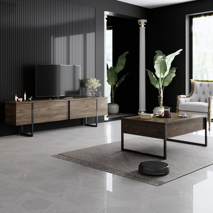 Έπιπλο Τηλεόρασης TV Βάση Σύνθεση Καρυδί Μαύρο | 618BLY1106
