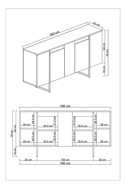 Μπουφές Καρυδί
Χρυσό 160x35x80cm | 618BLY1180