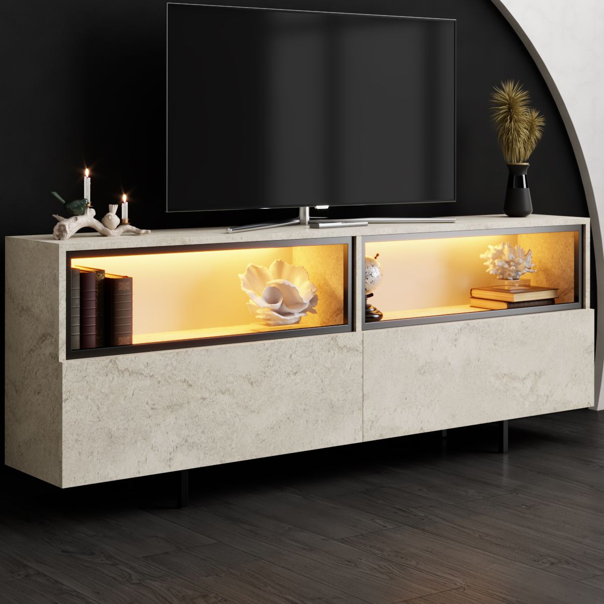 Έπιπλο Τηλεόρασης TV Βάση Σύνθεση Travertine | 618BLY1290