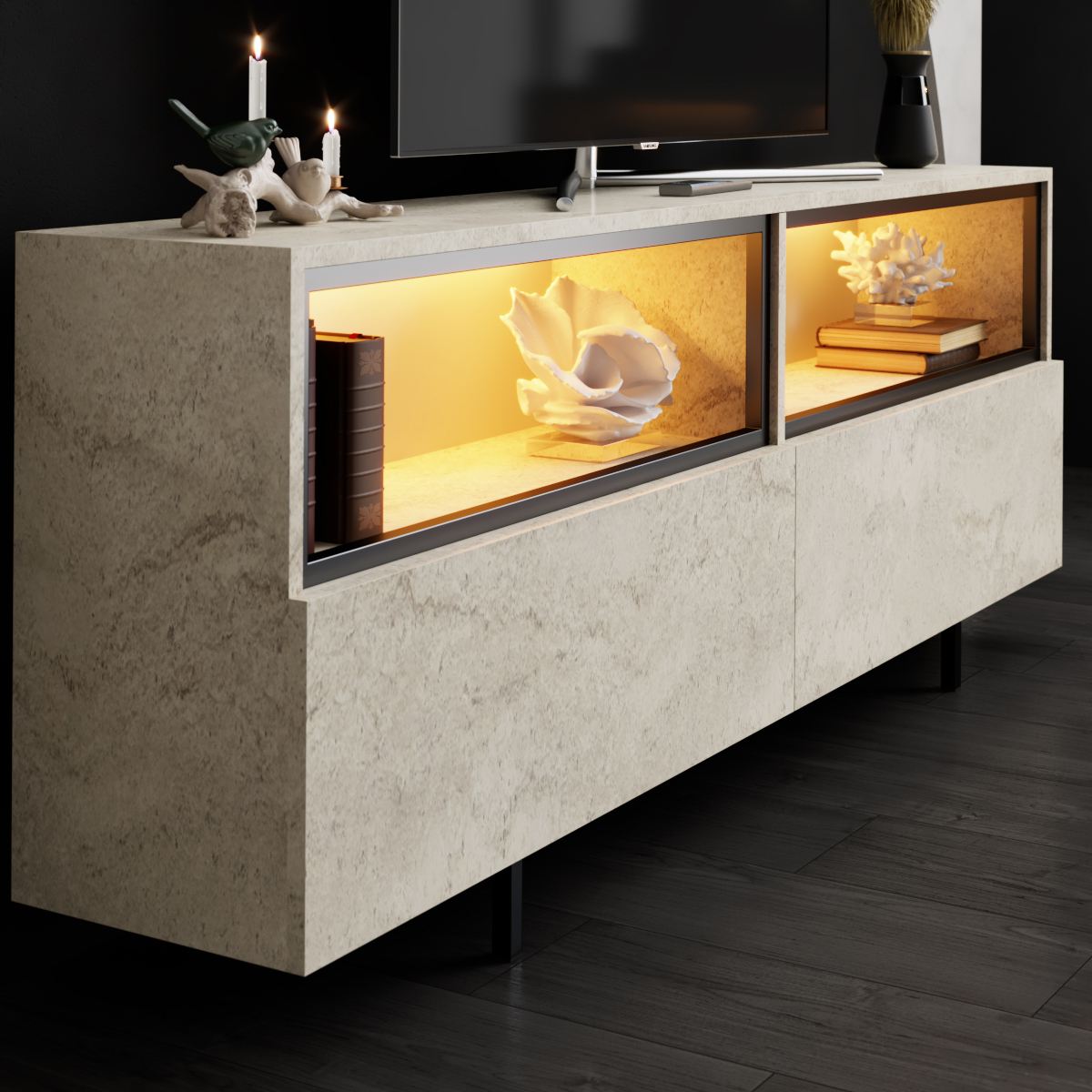 Έπιπλο Τηλεόρασης TV Βάση Σύνθεση Travertine | 618BLY1290