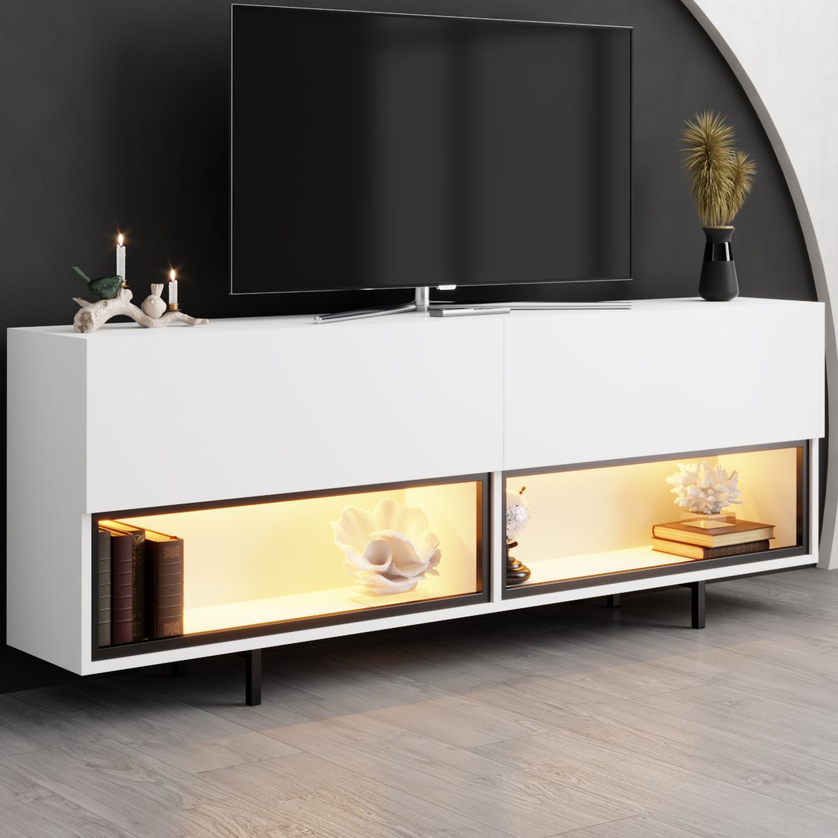 Έπιπλο Τηλεόρασης TV Βάση Σύνθεση Λευκό | 618BLY1292