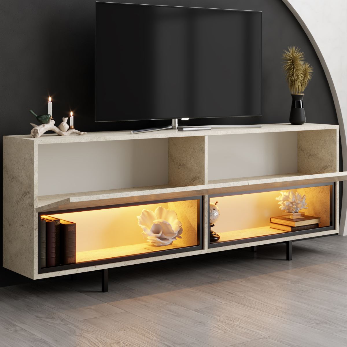Έπιπλο Τηλεόρασης TV Βάση Σύνθεση Travertine | 618BLY1293