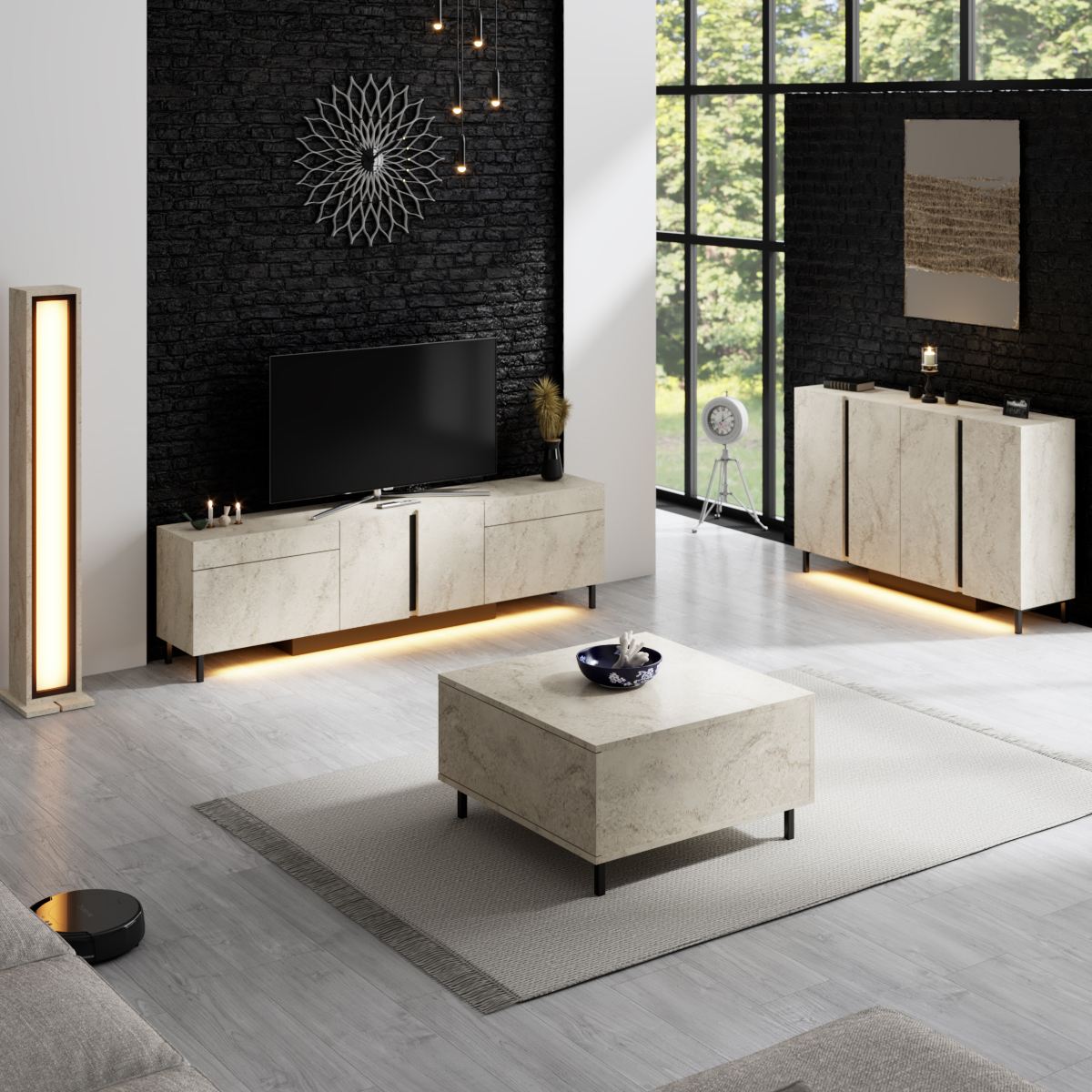 Έπιπλο Τηλεόρασης TV Βάση Σύνθεση Travertine | 618BLY1299