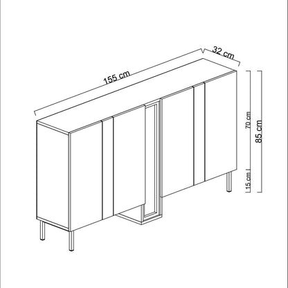 Μπουφές Ανθρακί 155x32x85cm | 618BLY1304