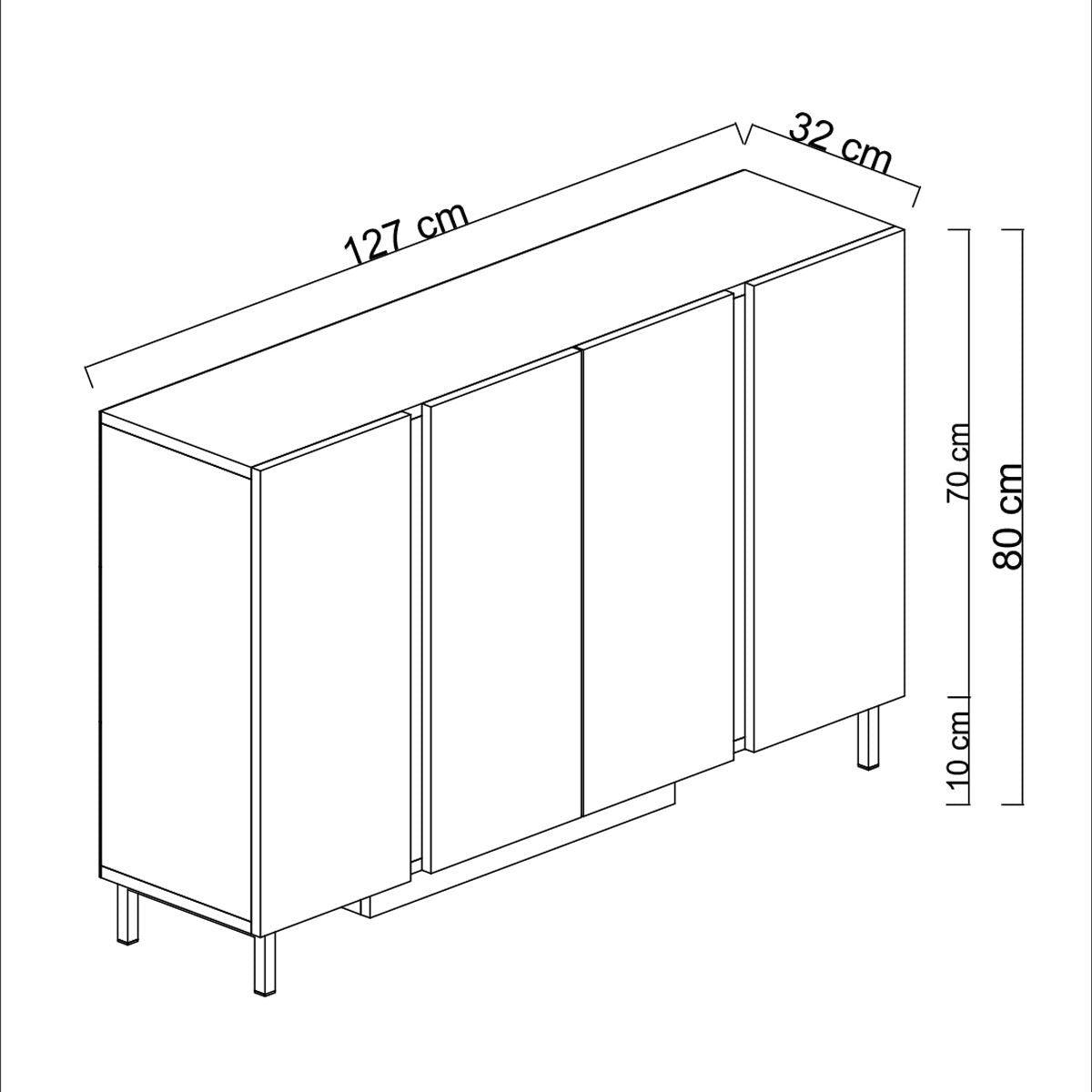 Μπουφές Ανθρακί 127x32x80cm | 618BLY1307