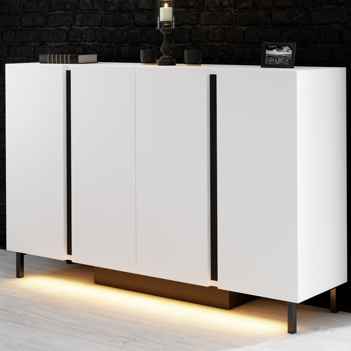 Μπουφές Λευκό 127x32x80cm | 618BLY1308