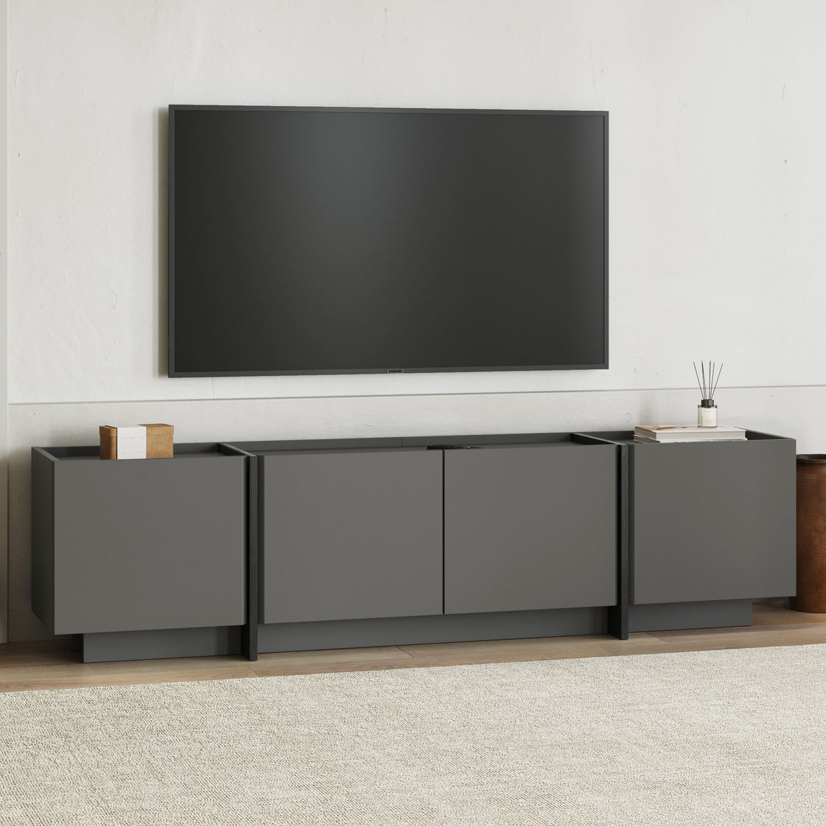 Έπιπλο Τηλεόρασης TV Βάση Σύνθεση Ανθρακί Μαύρο | 632NRD1108
