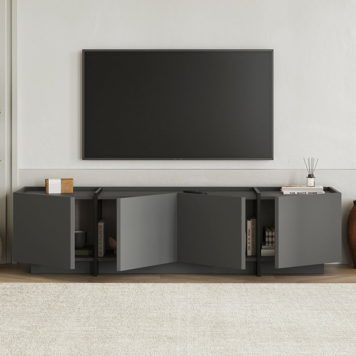 Έπιπλο Τηλεόρασης TV Βάση Σύνθεση Ανθρακί Μαύρο | 632NRD1108
