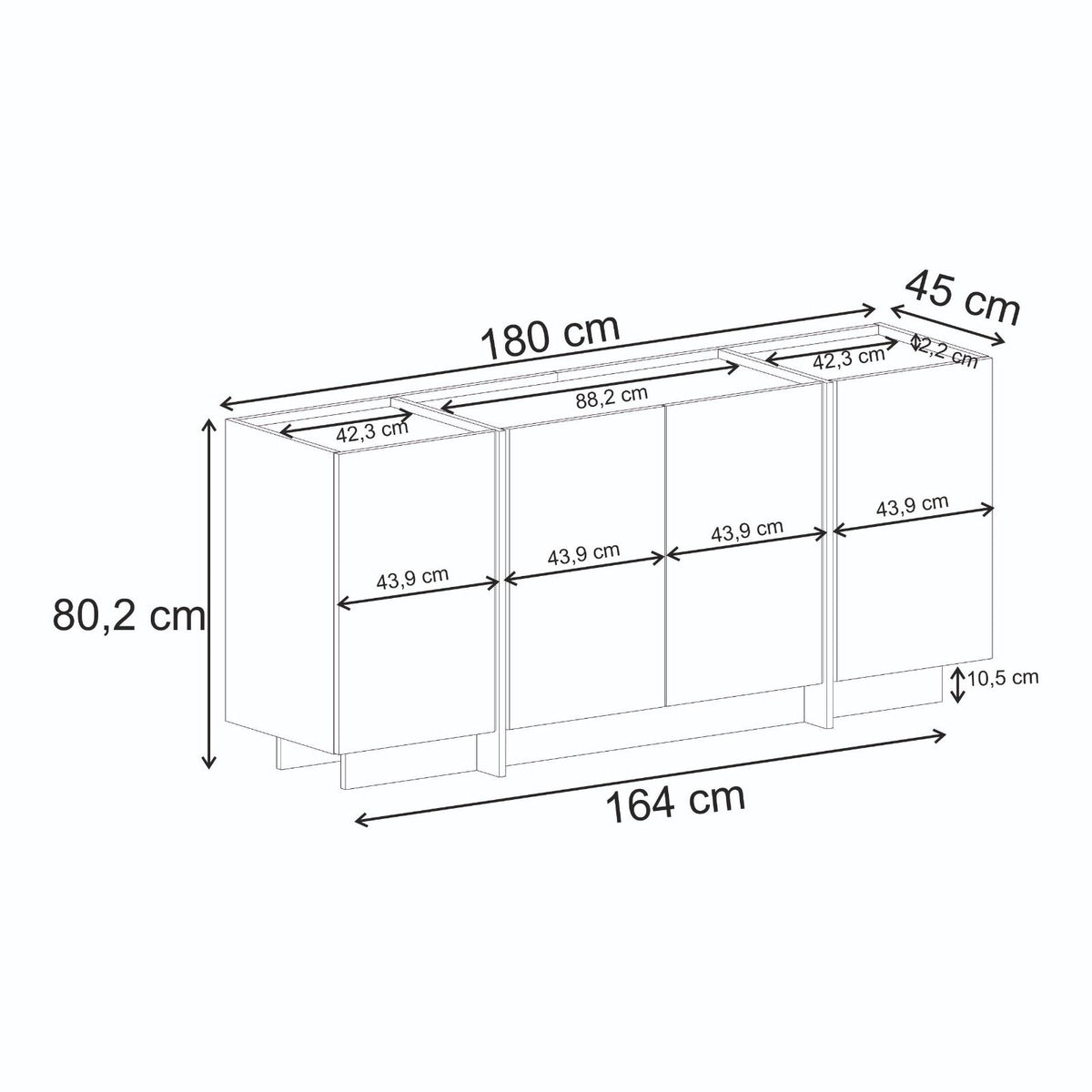 Μπουφές Ανθρακί
Μαύρο 180x45x80cm | 632NRD1113