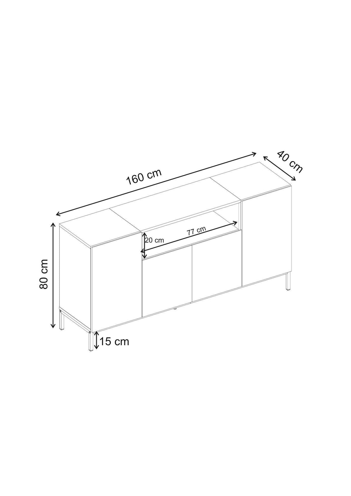 Κονσόλα Μπουφές 160x80x40 εκ Καρυδί Milano / Μαύρο 632NRD1150