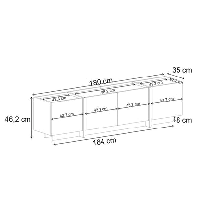 Έπιπλο Τηλεόρασης 180 × 46 × 35 Δρυς Πουσούλα 632NRD1160