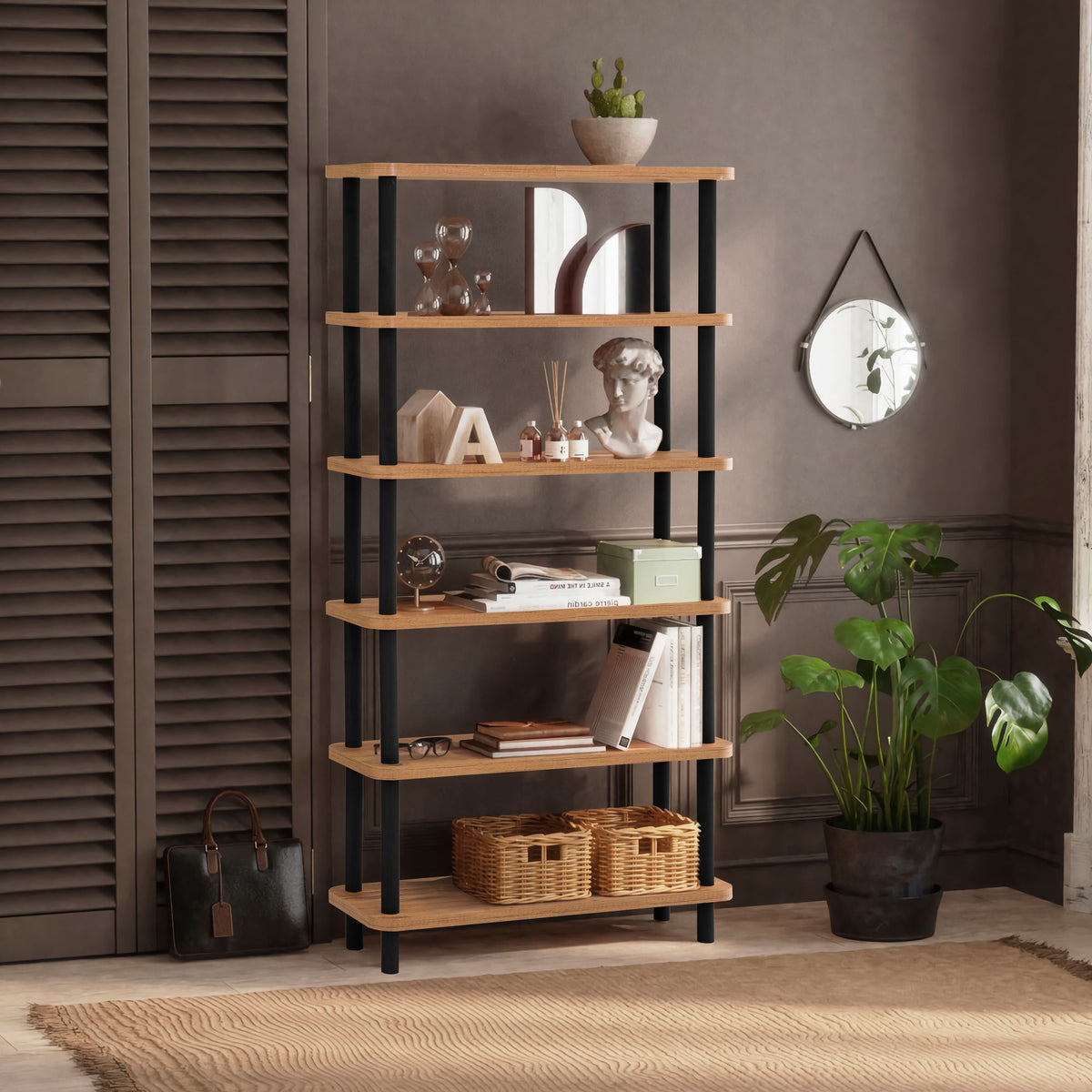 Βιβλιοθήκη 80 × 28 × 168,5 εκ. Μαύρο Atlantic Pine GR688DRA1207