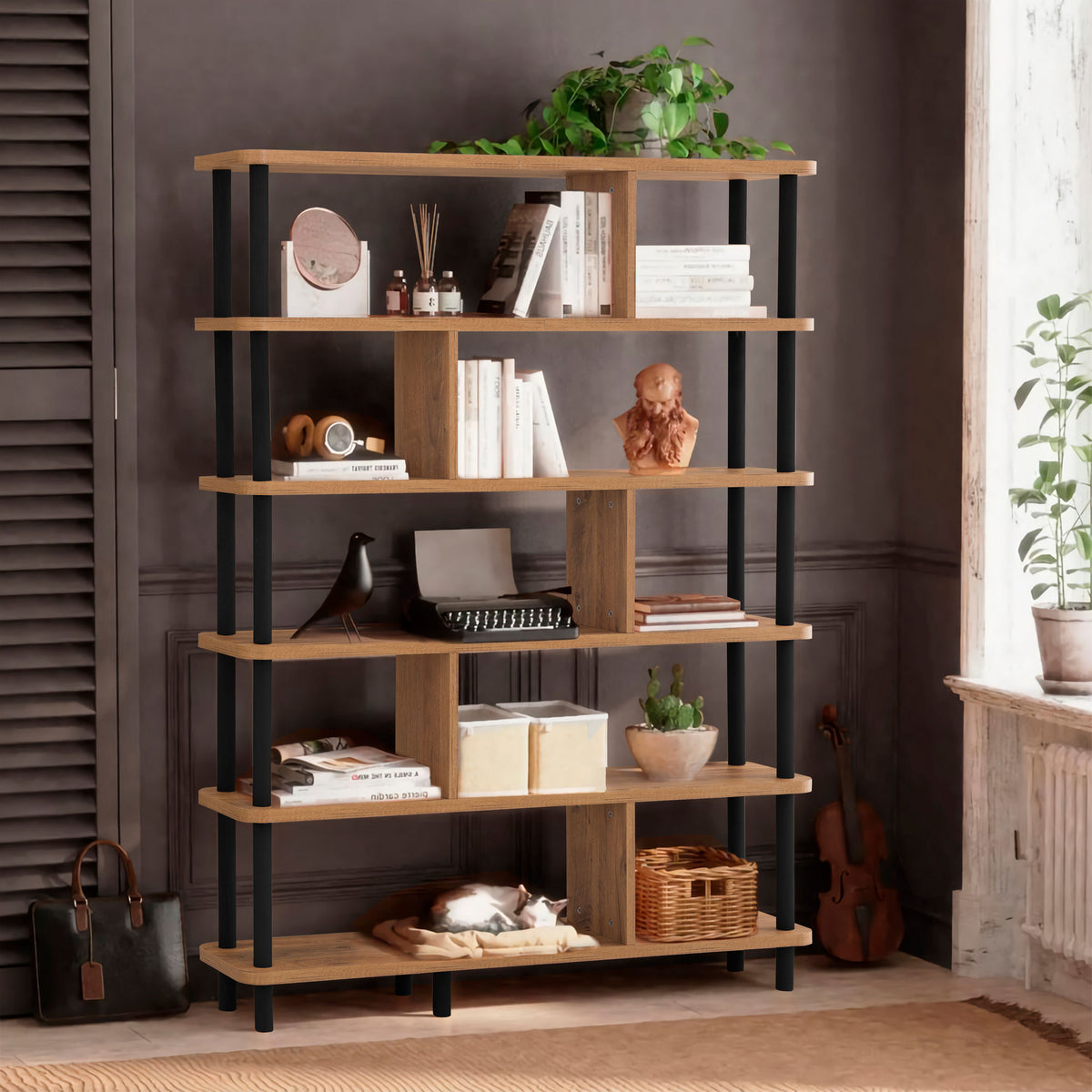 Βιβλιοθήκη 120 × 28 × 168,5 εκ. Μαύρο Atlantic Pine GR688DRA1208