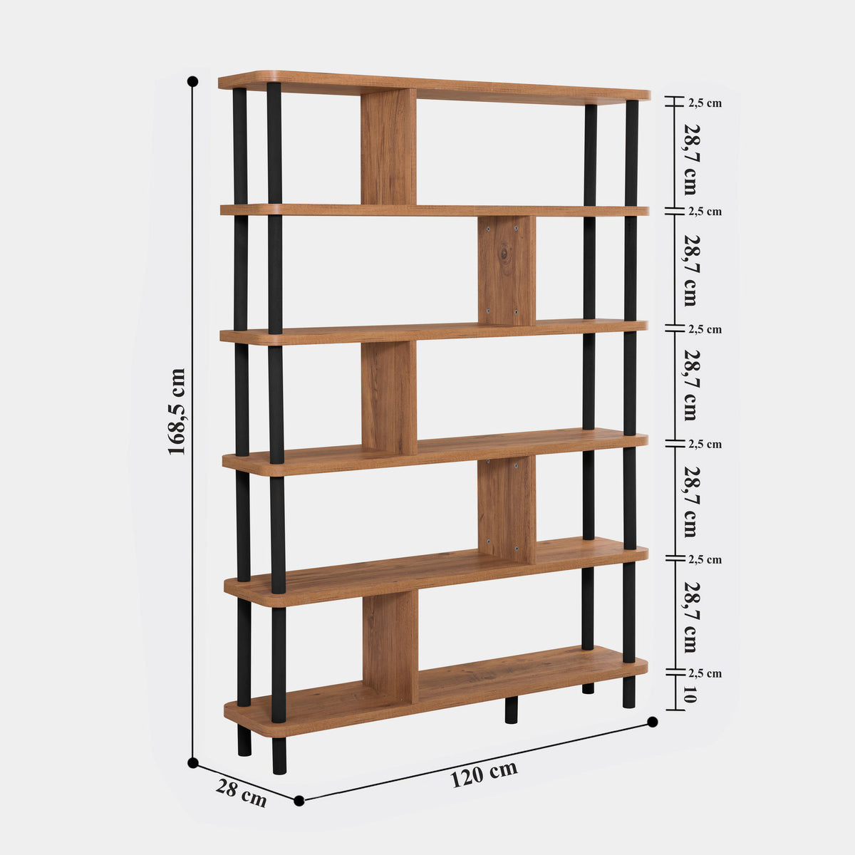 Βιβλιοθήκη 120 × 28 × 168,5 εκ. Μαύρο Atlantic Pine GR688DRA1208