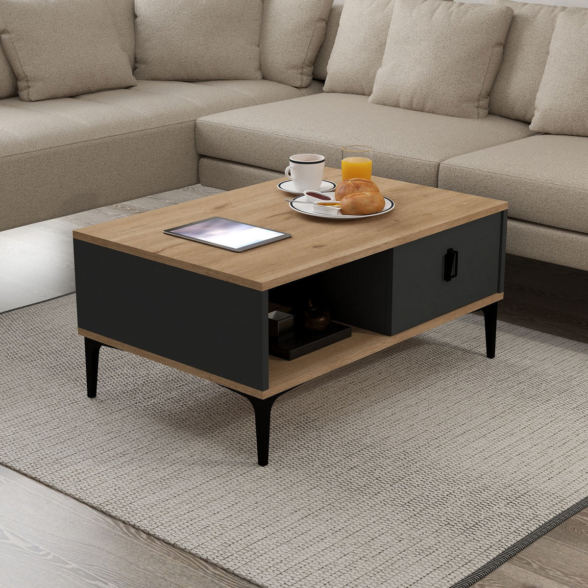 Τραπεζάκι Σαλονιού Δρυς Sapphire Ανθρακί 90 x 41,5 x 60 εκ. 707DWL1138