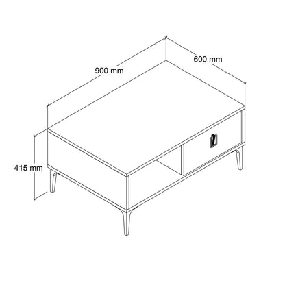 Τραπεζάκι Σαλονιού Δρυς Sapphire Ανθρακί 90 x 41,5 x 60 εκ. 707DWL1138