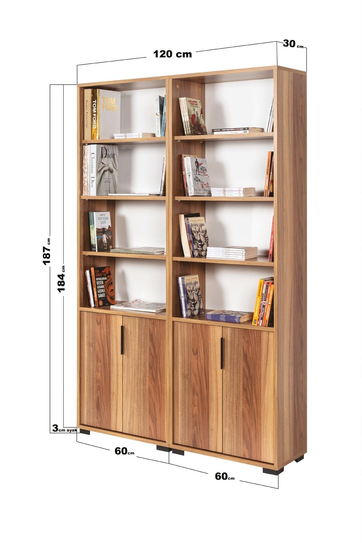 Βιβλιοθήκη Καρυδί 120x2x30 εκ 707DWL1237
