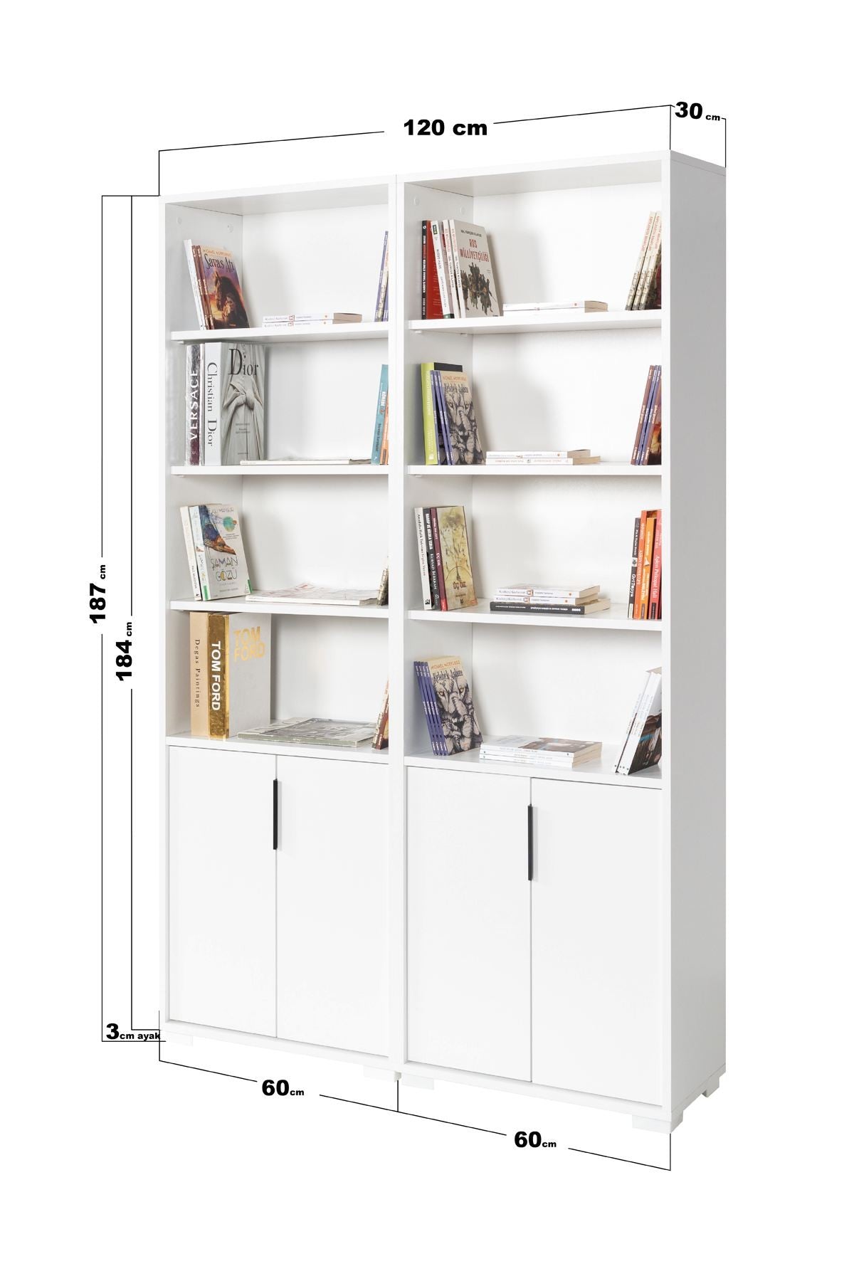 Βιβλιοθήκη Λευκό 120x2x30 εκ 707DWL1238