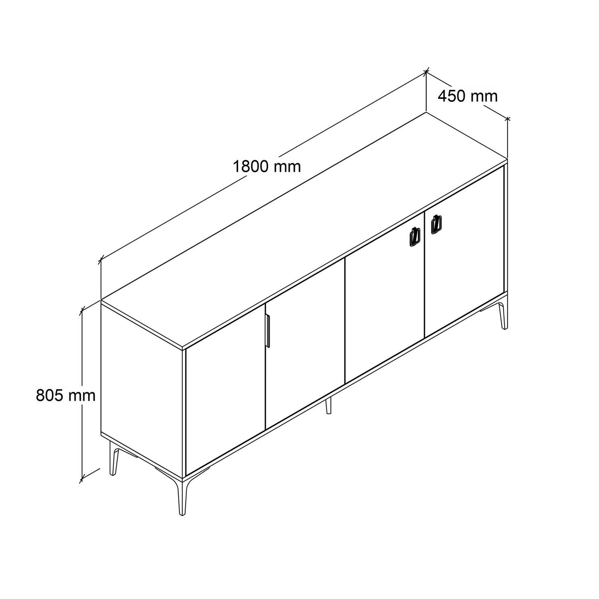 Κονσόλα Μπουφές 180x81x44 εκ Δρυς Sapphire / Ανθρακί 707DWL1245
