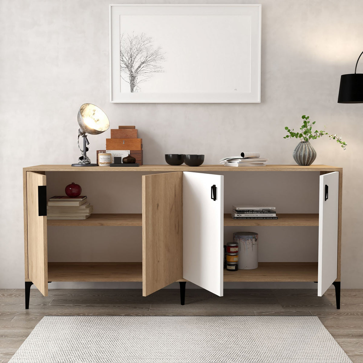 Κονσόλα Μπουφές 180x81x44 εκ Δρυς Sapphire / Λευκό 707DWL1247