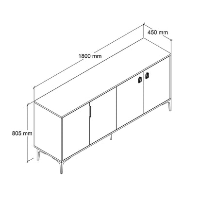 Κονσόλα Μπουφές 180x81x44 εκ Δρυς / Λευκό 707DWL1249