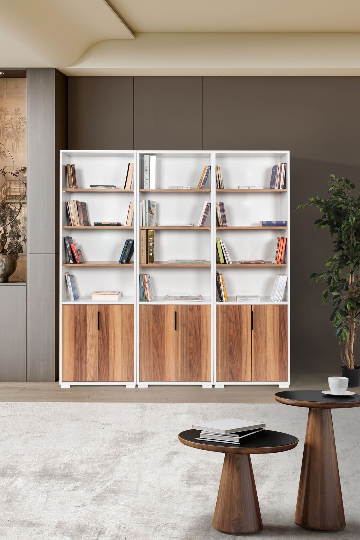 Βιβλιοθήκη Λευκό Καρυδί 180x2x30 εκ 707DWL1280