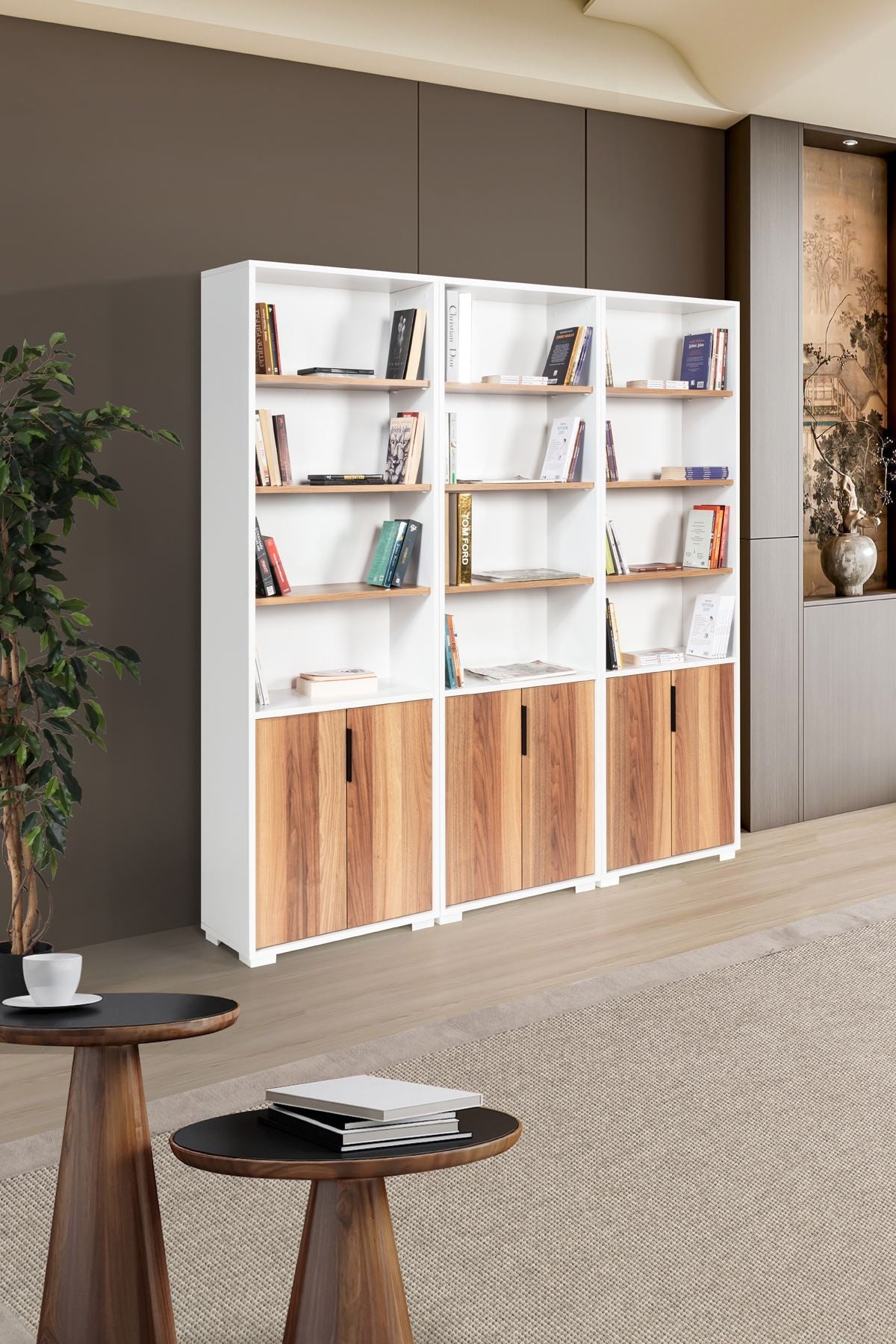 Βιβλιοθήκη Λευκό Καρυδί 180x2x30 εκ 707DWL1280