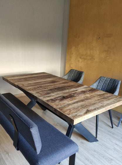 Monastery Kitchen Dining Table 140cm Dining Table Industrial Living Room Desk Solid Mango Wood 1247437 