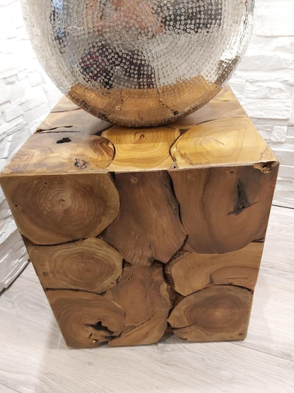 Side Table Living Room Table Stool Solid Teak Wood Footstool Table 1243472