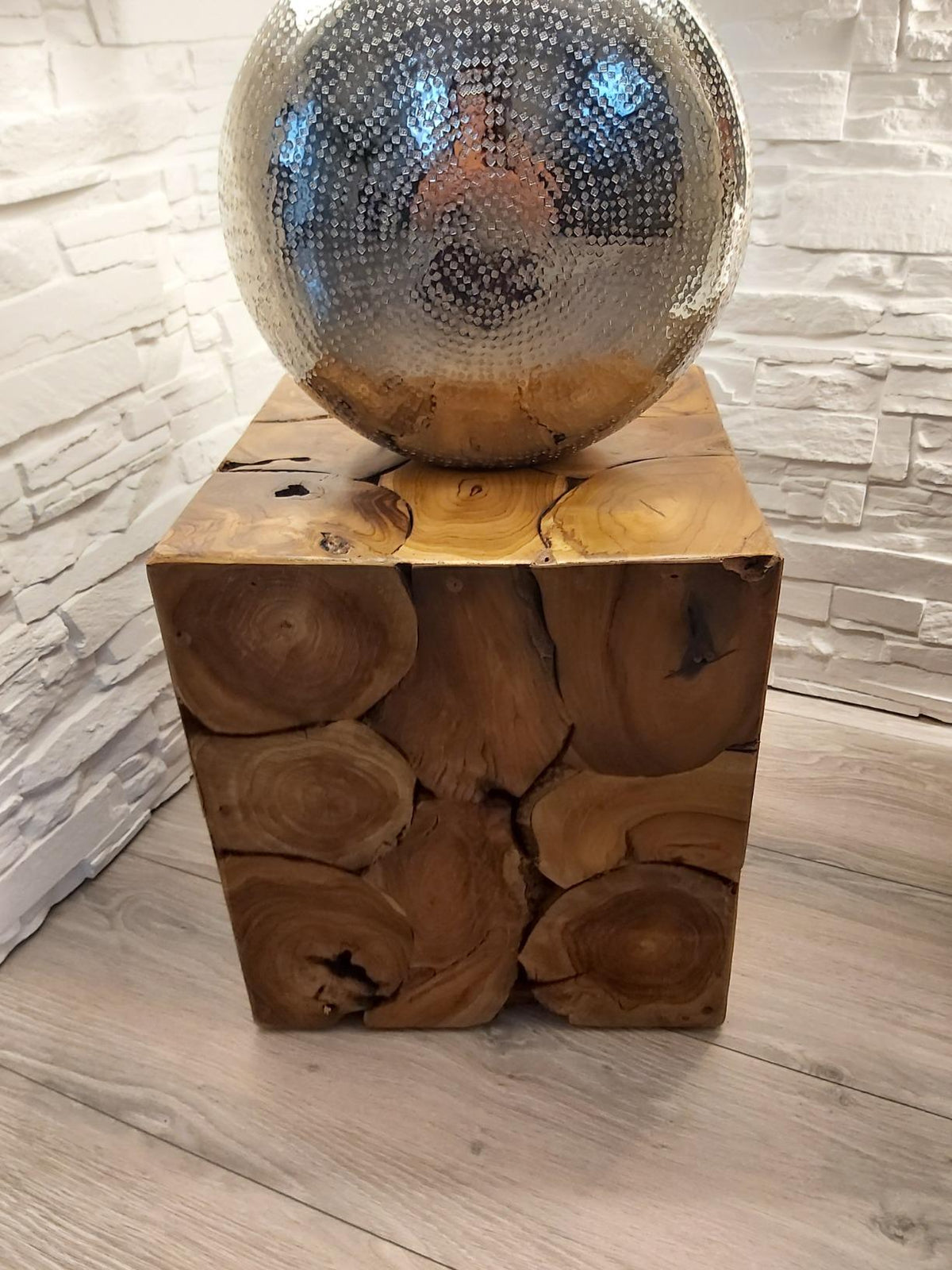Side Table Living Room Table Stool Solid Teak Wood Footstool Table 1243472