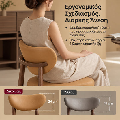 Σκαμπό για Πάσο Κουζίνας Σετ 2 τμχ ΄Υψος Καθίσματος 65 εκ Μασίφ Ξύλο Δερματίνη Καραμέλα LBC-126K101