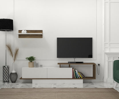 Έπιπλο Τηλεόρασης TV Βάση Σύνθεση Λευκό Καρυδί | 745DCD3030
