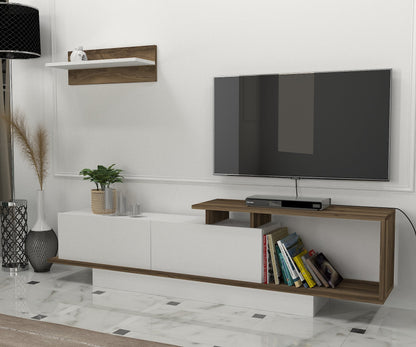 Έπιπλο Τηλεόρασης TV Βάση Σύνθεση Λευκό Καρυδί | 745DCD3030